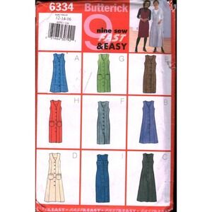 Butterick 6334 Sewing Pattern Misses Jumper Dress Nine Fast Easy Sz 12-14-16 VTG
